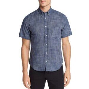 Billy Reid Kirby Short-Sleeve Micro-Plaid Slim Fit Button-Down Shirt Size Small